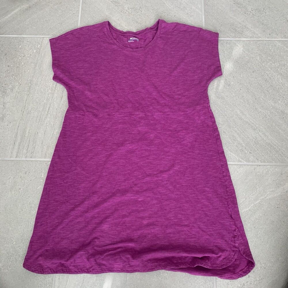 Columbia Dress Women's Large Purple A Line Cotton Rayon Stretch Lightweight